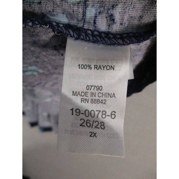 Chelsea Studio Womens Plus Size Floral Print Scoop Neck Top 2X 100% Rayon Blue - Picture 4 of 9